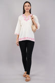 Ivory Grace Kashmiri Kurti with Blush Pink Aari