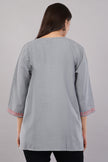 Pearl Grey Kashmiri Kurti with Rose Aari Embroidery