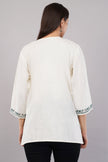 Ivory Grace Kashmiri Kurti with Forest Green Aari
