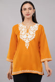 Amber Flare Kashmiri Kurti with Ivory White Aari