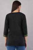 Emerald Vine Black Kashmiri Kurti with Green Aari