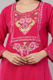 Debian Red Kashmiri Aari Embroidered Cotton Kurta