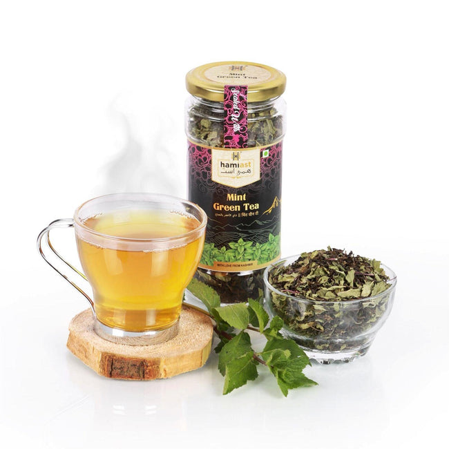 Hamiast Himalayan Mint Green Tea | 100% Natural, No Added Flavor, Loose Leaf | Refreshing from the Himalayas 75 Grams Serves 50 Cups - Hamiast
