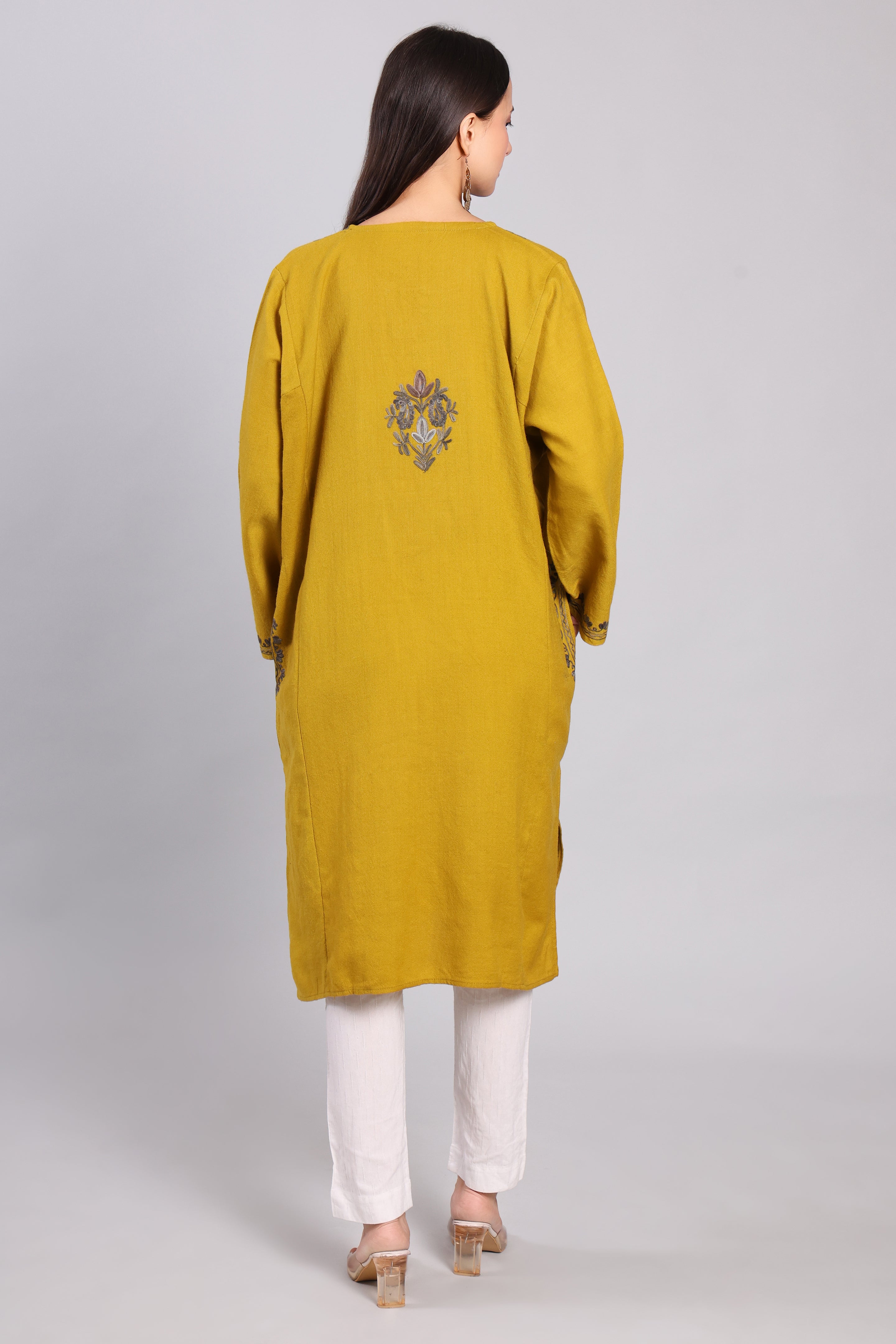 Ochre Grace Kashmiri Pheran with Aari Embroidery