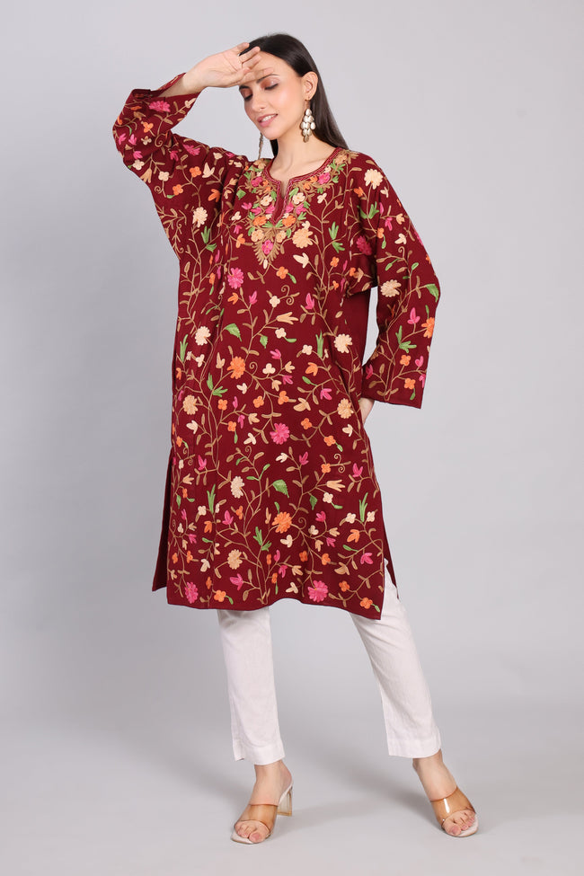 Gulnaar Grace Kashmiri Pheran with Jaal Aari Embroidery