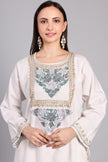 Celestial White Kashmiri Pheran with Aari and Zari Embroidery
