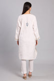 Celestial White Kashmiri Pheran with Aari and Zari Embroidery